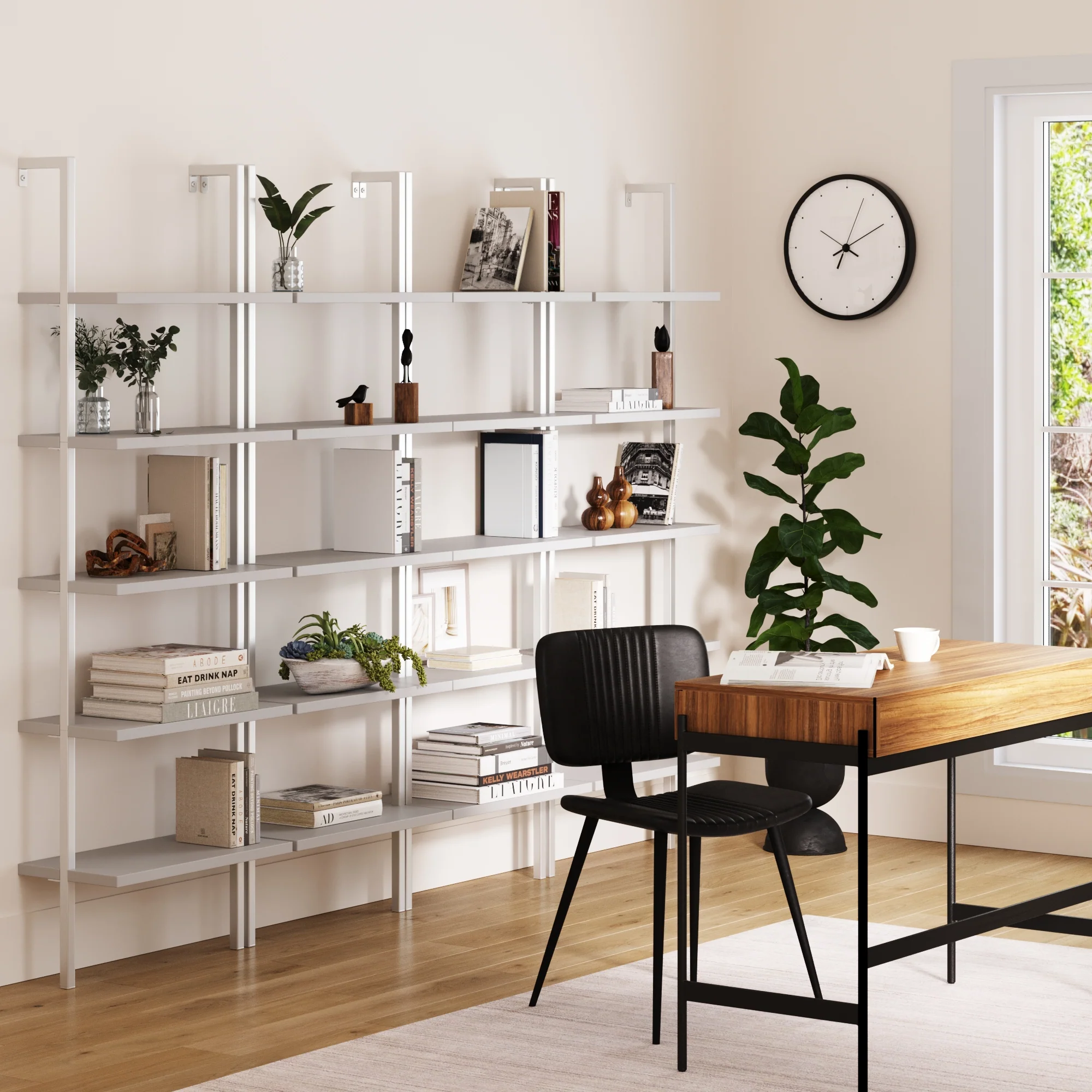 5-Shelf Coastal Ladder Bookshelf White (Set of 4) - Image 2