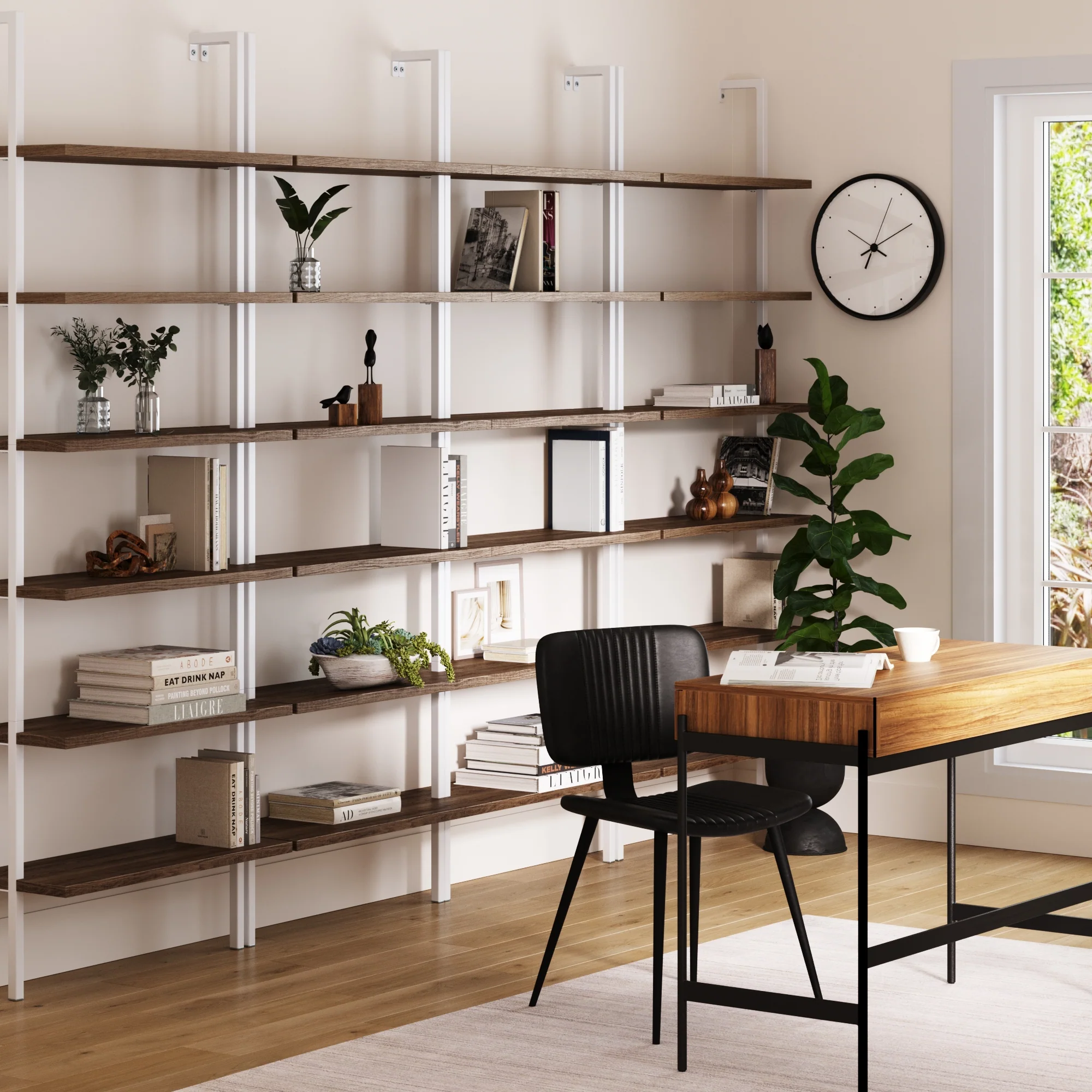 6-Shelf Bookcase Oak Matte White (Set of 4) - Image 2