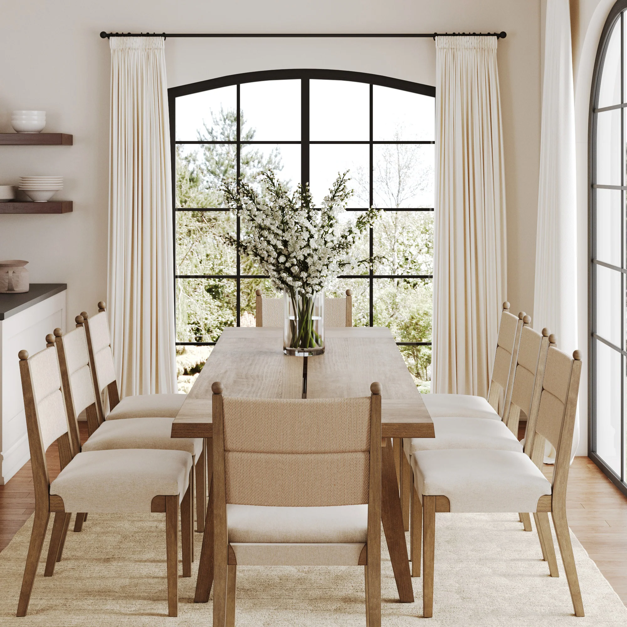 Boho Seagrass Dining Table Set (8 Chairs) - Image 2
