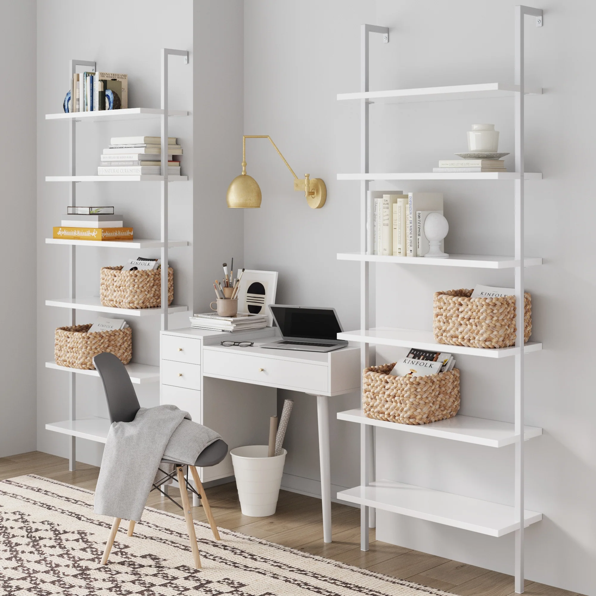 Mid-Century Modern White Wall Desk - Image 2