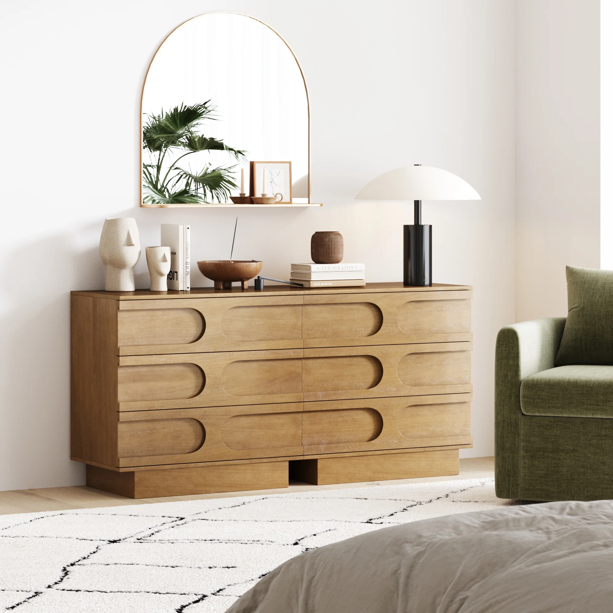 Mid-Century 3-Drawer Dresser Light Brown (Set of 2) - Image 2