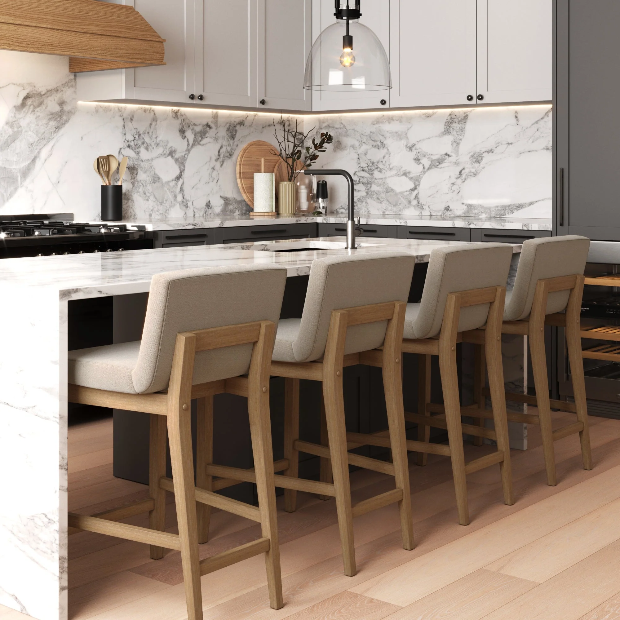 Wood Counter Height Bar Stools Light Brown (Set of 4) - Image 2