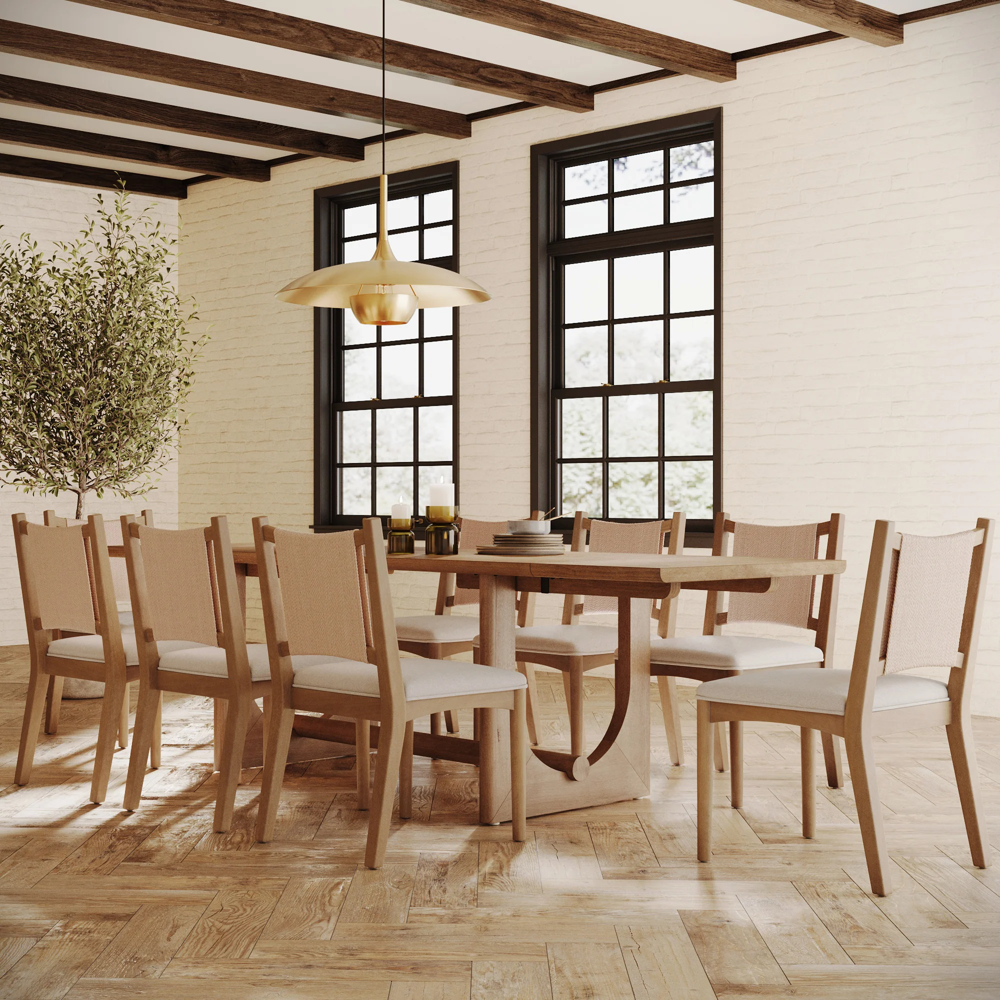 Wood Dining Room Table with Leaf Extension for 8 - Image 2
