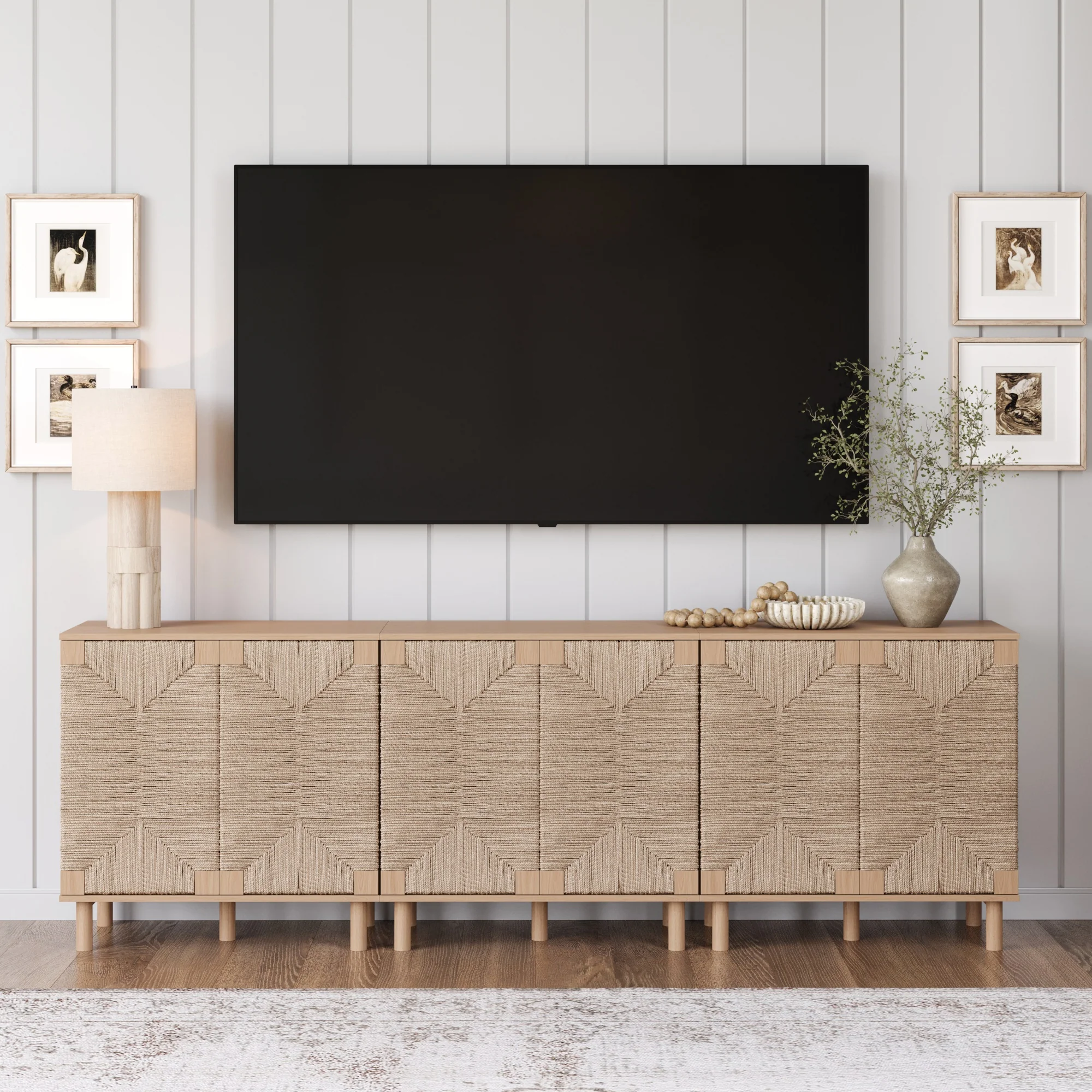 Seagrass Storage Cabinet Credenza Raw Oak (Set of 3) - Image 2